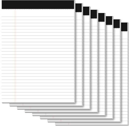 PINJINGPRO Notepads 8.5 x 11 Legal Pads of Paper, 8 Pack Note Pads 8.5 x 11 Lined Paper Wide Ruled, Perforated Legal Pad 8.5 x 11'' Paper Pads with Strong Backer Note Pad for Office, School, Homework