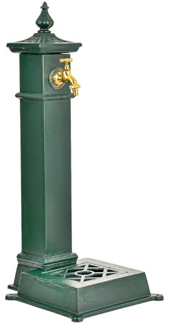 Sungmor Cast Iron Outdoor Water Column with Faucet, Freestanding Floor Mounted Hydrant Water Tap, Decorative Fountain with Faucet Retro Water Column for Garden Farm Pasture Backyard Irrigation Washing