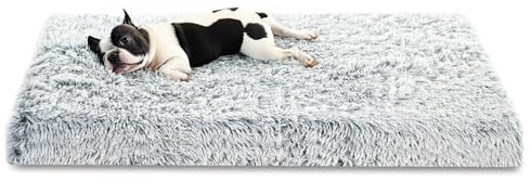 Amazinggirl Hundebett mittelgroße kleine Hunde 75 x 50 cm - Hundekissen Hundekorb flauschig Hundekörbchen Hellgrau