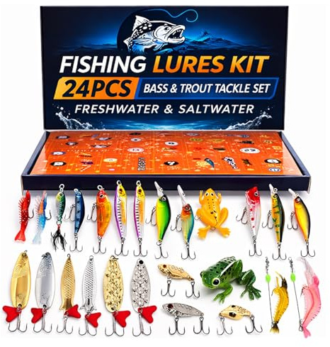 Fishing Lures Kit for Freshwater & Saltwater – Complete Fish Assorted Baits, Ideal Gift for Fishing Lovers, Kids & Adults