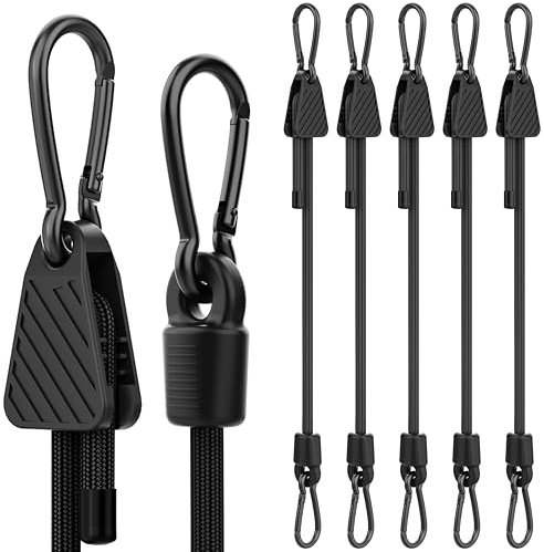 Spanngummi mit Karabiner Verstellbar, 150cm Expander mit Karabinerhaken, Gepäckspanner schwarz 6er Set, 100% Latex Gummispanner für Sonnensegel, Tarpaulins, Garten, Fahrrad, Auto, Ladung