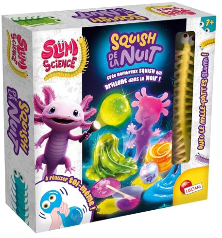 Lisciani - SLUMI Science - Squishy de la Nuit - Kit Expériences Scientifiques pour Enfants dès 6 Ans - Kit Phosphorescent DIY - Fabrication d'un Jouet Squishy Qui Brillent dans Le Noir -