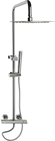 Jiumxliu termostat duschsystem med duschset duscharmatur komplett uppsättning vägg duscharmatur komplett set duschsystem med termostat höjdjusterbar duschstång 90 – 100 cm i silver