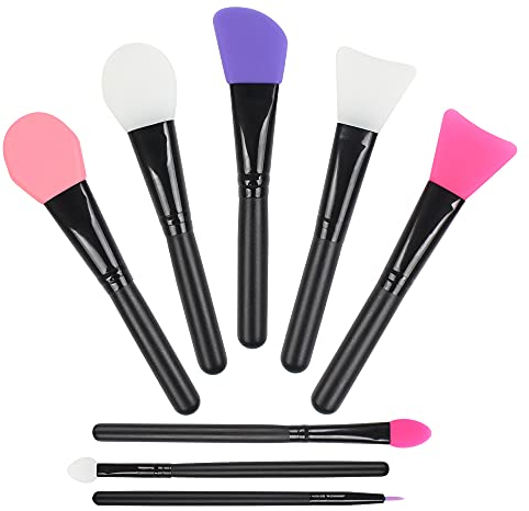 Jubaopen 8 Stück Gesichtsmaske Pinsel Silikon Kosmetische Schlamm Maske Pinsel Maske Applikator Gesichtspflege Makeup Tools für die Gesichtsmaske, Augenmaske (Schwarz)