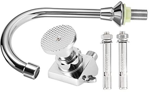 Grifo de Pedal para Fregadero con Control Sin Contacto, Montaje en Suelo de Latón Plateado, 21,5x16,5x8 cm para Laboratorio y Hogar