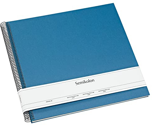 Semikolon 364033 Spiral Album Economy Large, 34,5x33,2 cm, Fotoalbum, 50 Seiten cremeweiß, Fotobuch, azzurro hell-blau