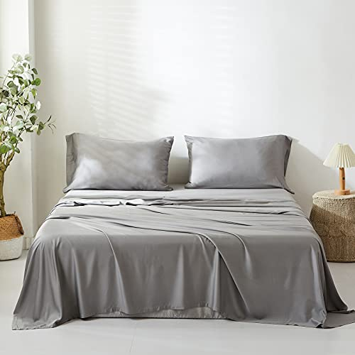 Simple&Opulence Bettlaken 100% Viskose aus Bambus - Betttuch aus Bambusfaser 1 Bettwäsche Nur (269cm x 295 cm, Bambus grau)