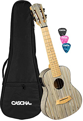 Cascha E-bambu concert grafit med pickup, väska och 3 plektrum