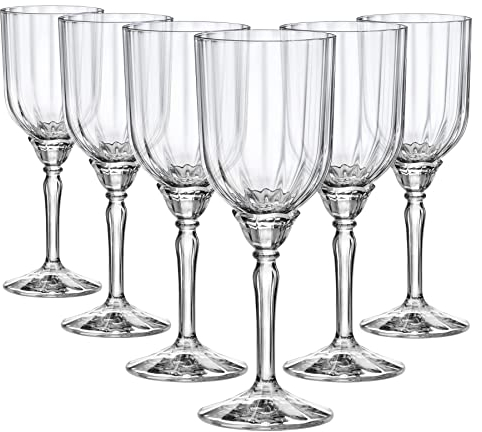 Bormioli Rocco 6X Clair 245ml Florian Verres Cocktail - Ancien Art Deco Verre Cocktail Vin Gin Margarita Gobelets à Boire Ensemble-Cadeau