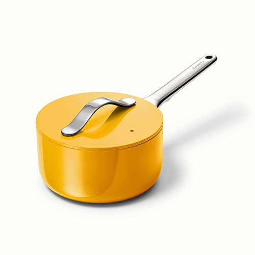 Caraway Antihaft-Keramik-Saucenpfanne mit Deckel, ungiftig, PTFE- und PFOA-frei, ofenfest und kompatibel mit allen Herdarten (Gas, Elektro und Induktion), Ringelblume