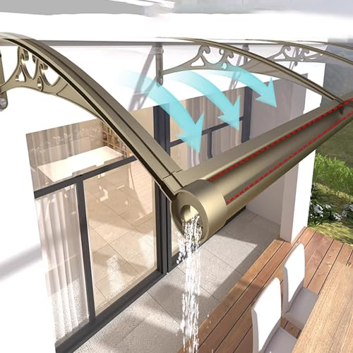 Vordach für Haustür,Überdachung Haustür aus Aluminium und Polycarbonat,Türdach Pultbogenvordach,für Draußen Sonnenschutz Regenschutz,Türvordach Selbstreinigung Haustürdach (80x120cm/32 x47)