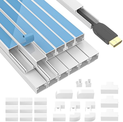 12 Pcs Kabelkanal Weiß Selbstklebend, 4.8m Mini Kabelkanäle 40cm (12 STK-15x10 mm klein)-22 Zubehör PVC Kabelabdeckung zum Verstecken von Kabel,TV Kabelkanal für alle Netzkabel in Haushalt