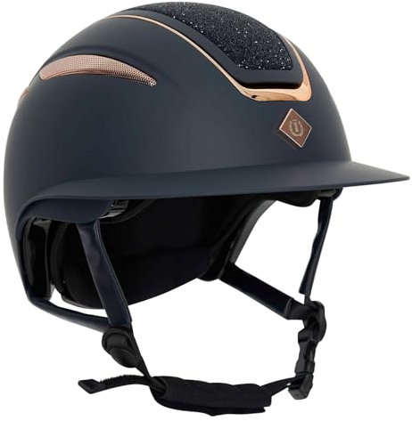 Imperial Riding Unisex – Erwachsene Reithelm IRHOlania Deluxe Big Visor, Navy-Rosegold, M