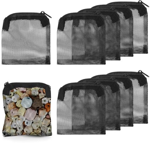 Tucnoeu 10 bolsas de medios para acuario, bolsa de malla fina para filtro de acuario con cremallera de plástico, adecuadas para carbón activado, piedras de filtro, anillos de cerámica (4 x 4 pulgadas)