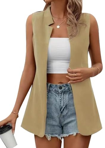MINTLIMIT Women's Sleeveless Blazer Vest Casual Open Front Lightweight Jacket Summer Work Office Blazers