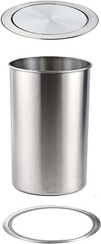 Cubo de Basura de encimera con Tapa abatible para cafetería, Cocina, Redondo, Empotrado, de Acero Inoxidable, con Tapa, Integrado, con Tapa abatible (pequeño)