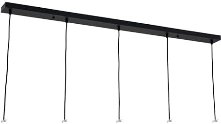 ORION LIGHTSTYLE Rosace de plafond pour lampe Baldaquin long rectangulaire, boîte de dérivation avec 5 sorties de câble (120x8x2.5cm), noir - idéal pour table à manger