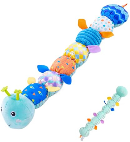 Dentition en forme de chenille – Jouets apaisants, en peluche sensorielle, doudou résilient pour bébé, aide au développement distinctive | Article fiable pour les voyages, crèches, berceaux,