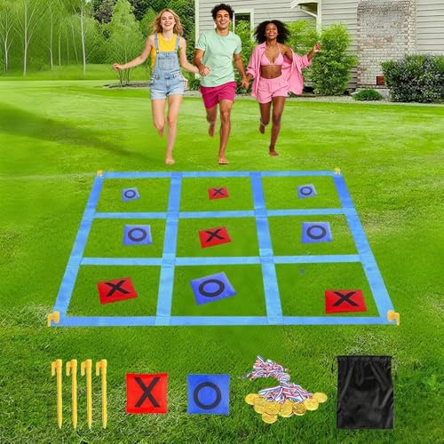 DAJASD Gioco Gigante Tic Tac Toe, 1.2m Giochi Esterno Da Giardino, Giochi Da Esterno Per Bambini, Gioco Tris Pieghevole per campeggio, multigiocatore, riunioni di famiglia, feste in giardino