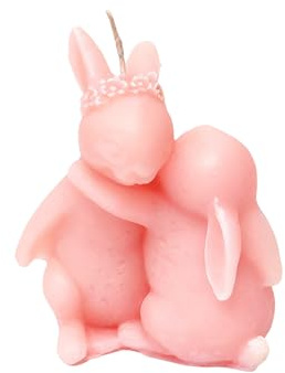 Cereria Di Giorgio - Candela a forma di coniglietti che si abbracciano - Colore Rosa Polvere - Lavorazione artigianale - Spring Collection - Con sacchetto regalo - Made in Italy
