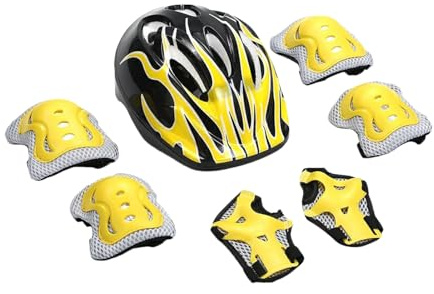 Equipo de protección de patinaje para niños, juego de protección de ciclismo para niños, kit de casco y almohadillas transpirables para 5-10 hockey, bicicleta, béisbol, breakdancing, patineta