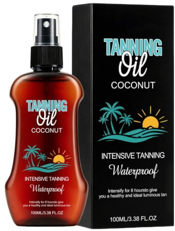 Solbränneolja 100 ml bronseringsspray | Utomhus Bruningsolja För Vuxna Inomhus Poolkant Sommaraktiviteter Inomhusbruk och Utomhusbruk Vattenlek Poolparty