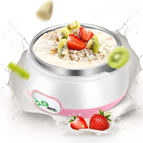 Yoghurtmaskin, 1L innerfoder i rostfritt stål, lätt att rengöra, plug and play(Pink)