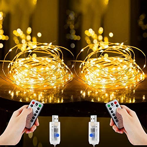 Led Lichterkette, Nasharia 2 Stück 10M 100LED USB Lichterkette Draht Wasserdicht mit Schalter, Kupferdraht Stimmungs Lichterkette für Zimmer, Innen, Weihnachten, Außen, Party, Hochzeit, DIY usw.
