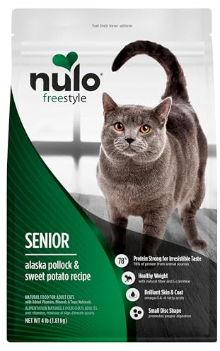 Nulo FreeStyle Senior Dry Cat Food - Alaska Pollock & Sweet Potato, High Protein, Natural Grain Free Cat Food with Probiotics and L-Carnitine, 4lb Bag