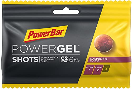 Powerbar PowerGel Shots Framboise 24x60g - Gel Énergétique à Haute Teneur en Carbone +Magnésium et Sodium
