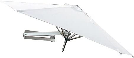 LBONG Wall Mounted Umbrella, Patio Parasol Wall Umbrella with Adjustable Pole Sun Canopy Umbrella Outdoor Garden Patio Sunshade (2.2m(7.2ft),Creamy White)