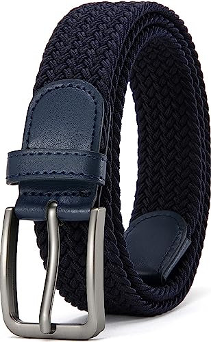 DOOPAI Elastischer Stoffgürtel Herren Blau Geflochtener Stretchgürtel Dehnbarer Gürtel für Damen 115cm