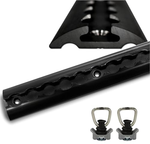 Guide aeree nere in alluminio semicircolare – Guida aerea verniciata a polvere per il fissaggio del carico per auto, camion, rimorchi, camper, ecc. – Binario di ancoraggio (1 x 1 metro 2 raccordi)