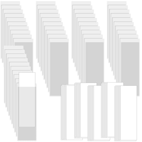 XINGSUI Trasparente Autoadesivo Supporto-50 Pezzi 2 X 7.5 cm Porta Licenza di Parcheggio Autoadesivi,Etichette adesive per mensole,per organizzare e proteggere carte(Verticale orizzontale)