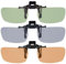 Brillen Aufsatz Clip On Un-Polarisiert Damen Herren Spar Set 30598 (Braun, Schwarz, Grau 3erPack)