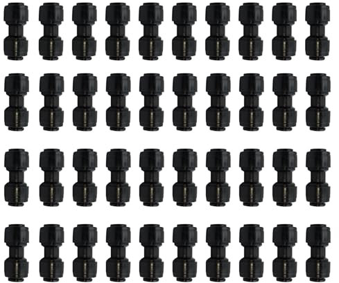 40 conectores de acoplamiento de riego por goteo de 1/4 de conexión rápida, accesorio recto para tubo de riego de 1/4 pulgadas