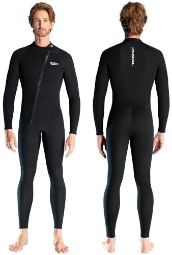 Neoprenanzug 3mm Vollständiger Neoprenanzug Herren Neopren Tauchanzüge Sretch Langarm warm halten Vorderer Reißverschluss Erwachsene Tauchanzüge für Tauchen Schnorcheln Surfen XL Größe
