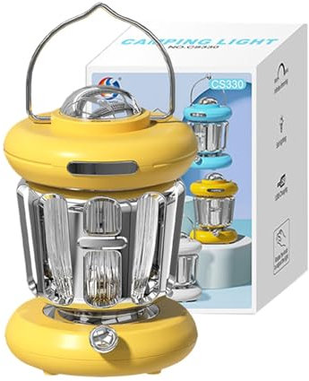 Vllold Faroles de camping retro, linterna de camping de mano, linterna de camping de mano, lámpara de luces de camping brillantes, herramientas de supervivencia vintage recargables para tormenta de