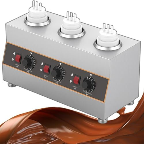 Dispensador de cobertura, calentador de queso de 1/2/3/4 botella, mermelada de caramelo caliente, dispensador de bomba calentado 30-85 ℃ ajustable(3bottle)