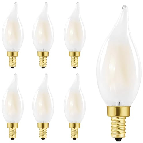 HOMOSUM E12 Candelabra LED Bulb 20watt, Frosted LED Chandelier Light Bulbs,Type B 2700k Warm White, Flame Tip,2W Equal 20W,250LM,AC120V,Dimmable for Ceiling Fan,Kitchen Fixture (6 Pack)