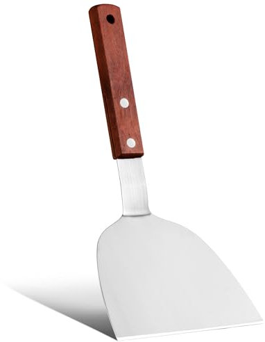 Spatola cucina in acciaio inox, 26 x 10 cm, Paletta barbecue con manico in legno, spatola pizza, utensili e accessori barbecue