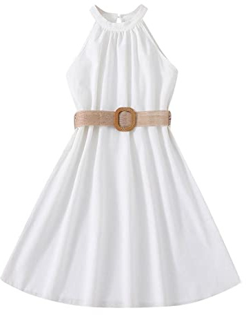 Générique Robe Adolescent Fille Princesse Chic Et élégante sans Manches Robe De Bapteme Enfant Filles Anniversaire Habillé 7-12 Ans Pas Cher Printemps Ete Robe Soirée Fille Vintage Confortable