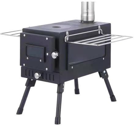 MZSKLW Tienda de campaña Plegable cúbica for Picnic, Sauna, Campamento, Chimenea Individual, Estufa de leña portátil, Horno de Casete(Black)