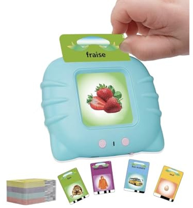 Cartes éducatives,Flash Jouets pour Jeunes Enfants de 1 à 6 Ans, préscolaires pour Enfants pour écouter et Apprendre 224 Mots (Rose français)