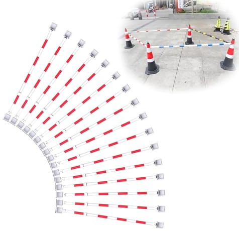 Infällbar Trafikkonstång Teleskopiska Säkerhetskoner, Förlängningsstolpar av Plast för Trafikkoner, Reflektorstång för Vägkoner för Byggarbetsplatser(Red and White,16pcs)