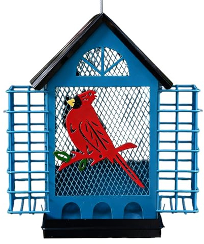 Comederos para pájaros a Prueba de Ardillas, jaulas Dobles de para observación de Aves, estación de alimentación, para pájaros para cacatúas Exteriores, pinzones de tortolitos
