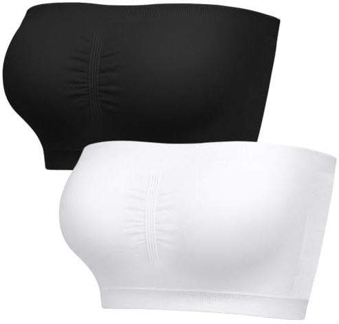 AOOSA Axelbandslösa BH för kvinnor, vadderad axelbandslös BH | Bandeau topp för kvinnor, icke trådbunden sömlös halkfri bandau-topp, stretch push-up bralette