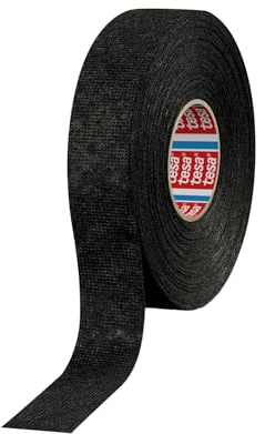 tesa 51608 Noise Damping PET Fleece Automotive Wire Harness Tape, Black, 19mm x 25m, 1 Roll