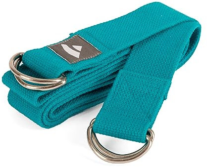 Bodhi Yogagurt 2 in 1 | Yamala Belt aus Baumwolle | Praktisches Yoga Zubehör für Dehnen und Fitness | Waschbarer Carry Strap mit Metallverschluss | Tragegurt für dicke Yogamatten | petrol