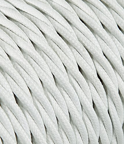 Cable eléctrico trenzado/trenzado revestido de tela. Color blanco. Sección 3 x 2,50 (50 metros)